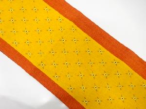 綿紬斜め格子模様織出し全通袋帯